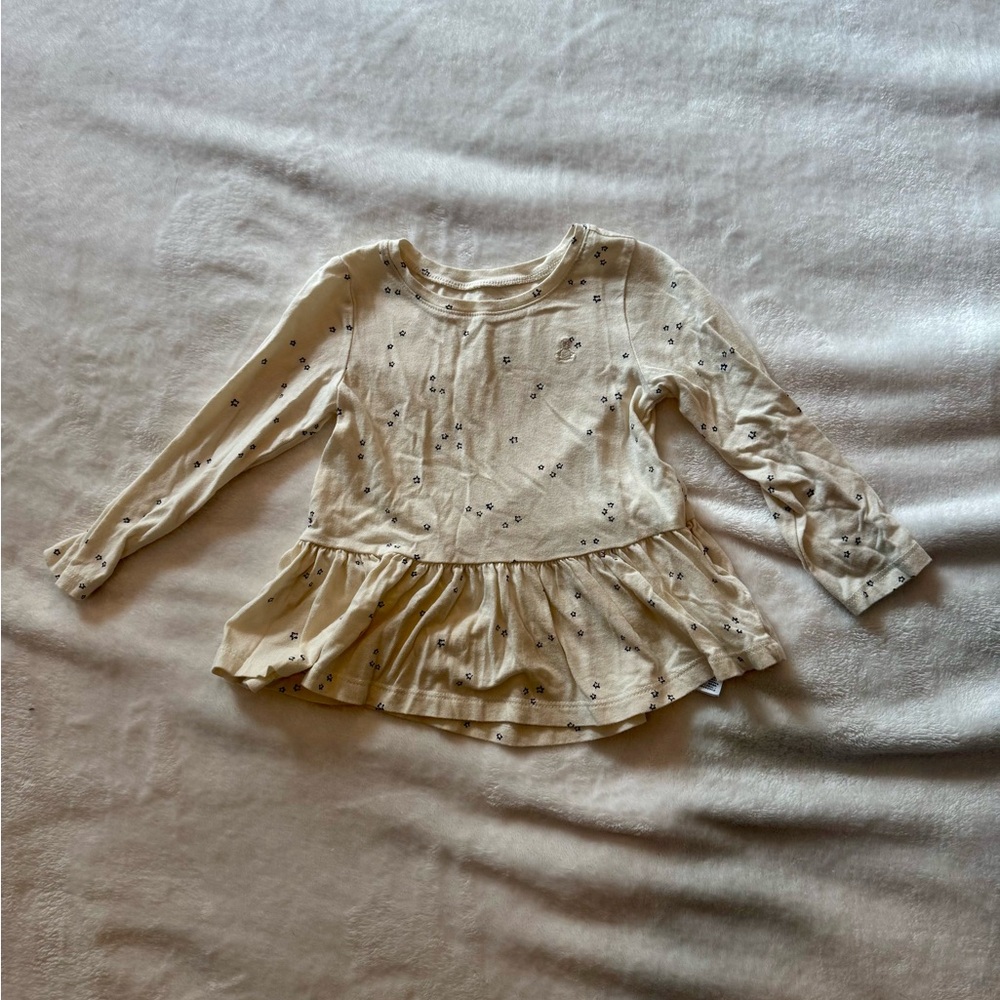 GAP Cream Long Sleeve Kids Top with Star Print